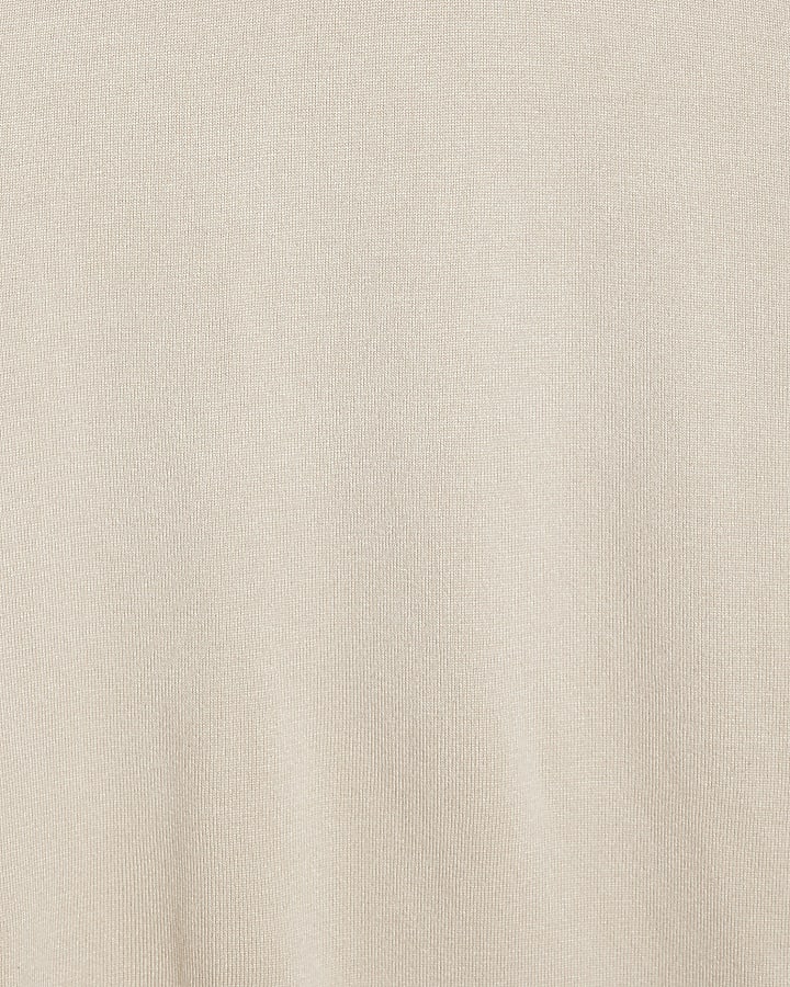 Beige Slim Fit Roll Neck Jumper