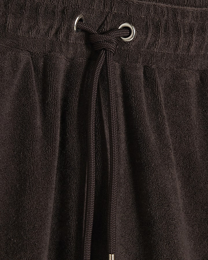 Brown Regular Fit Towelling Shorts