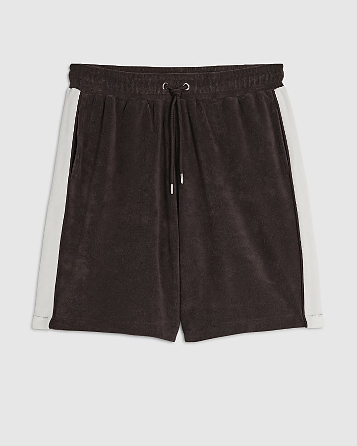 Brown Regular Fit Towelling Shorts