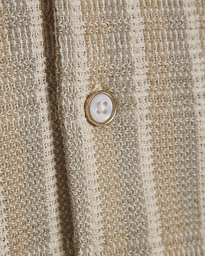Beige Regular Fit Stripe Shirt