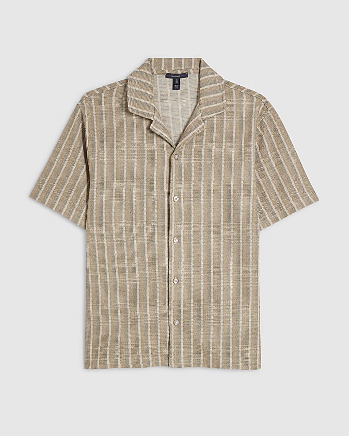 Beige Regular Fit Stripe Shirt
