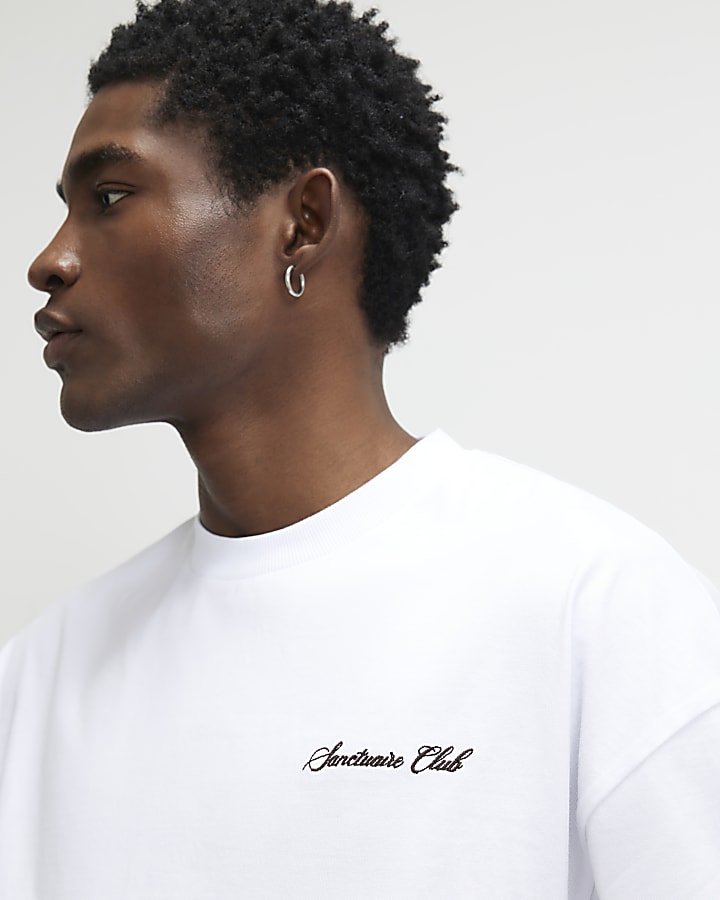 White Oversized Fit Sanctuaire T-Shirt