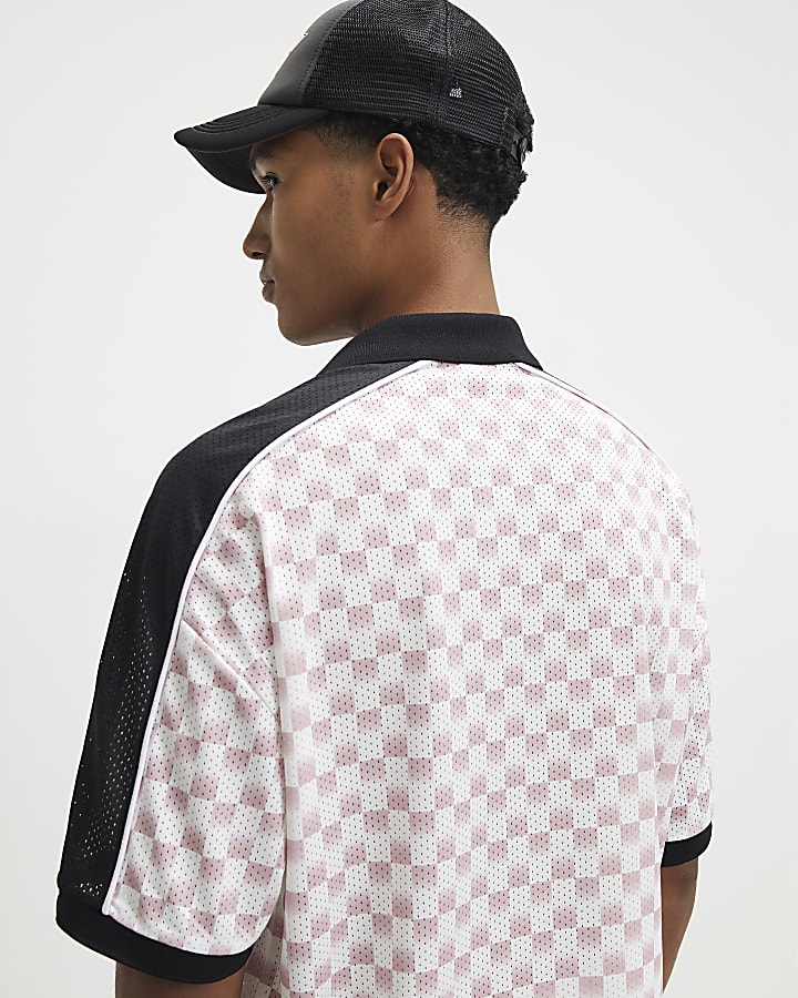 Pink Oversized Check Football Top