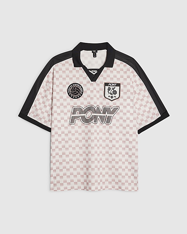 Pink Oversized Check Football Top