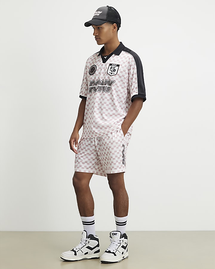 Pink Oversized Check Football Top