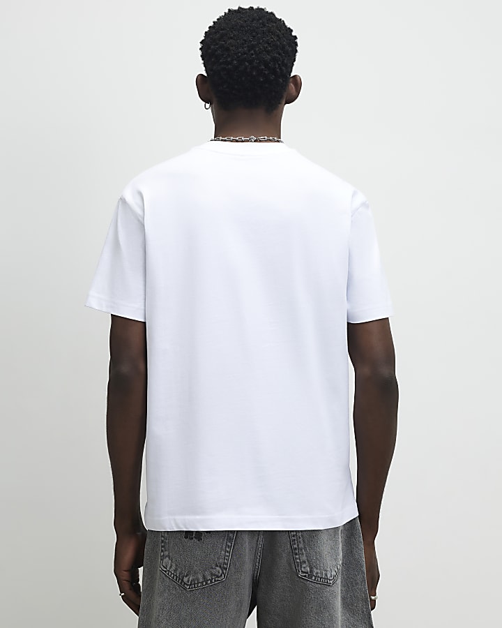 White Oversized Fit Flower T-Shirt