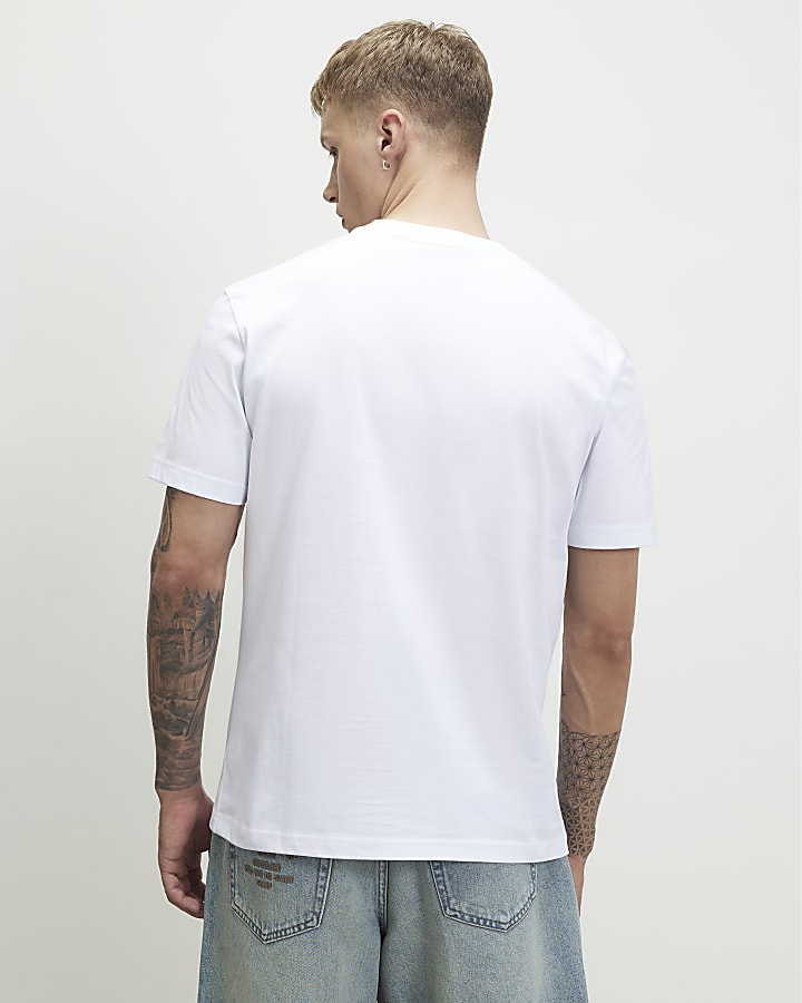 White Oversized Fit Tennis Court T-Shirt