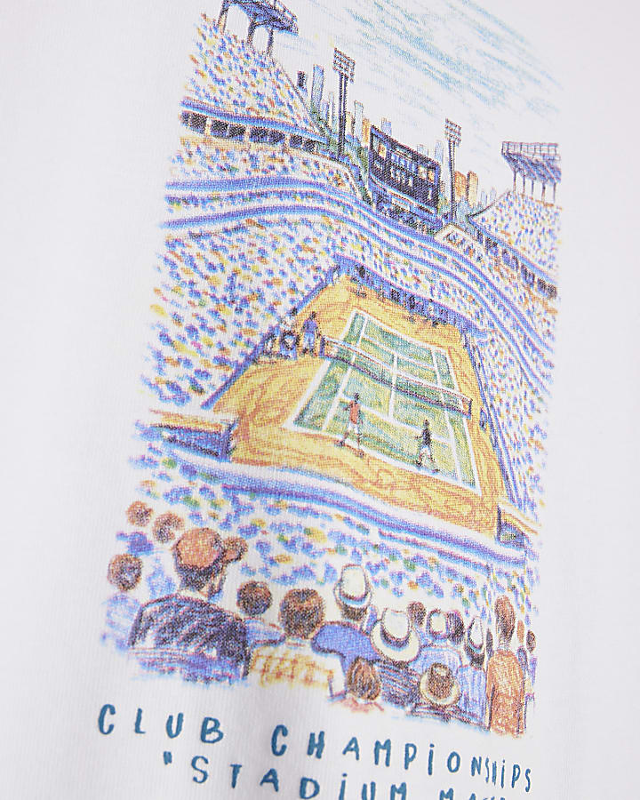 White Oversized Fit Tennis Court T-Shirt