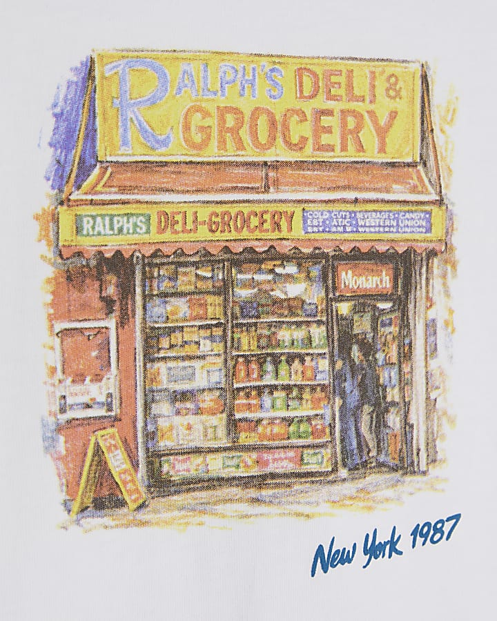 White Oversized Fit Shop Front T-Shirt