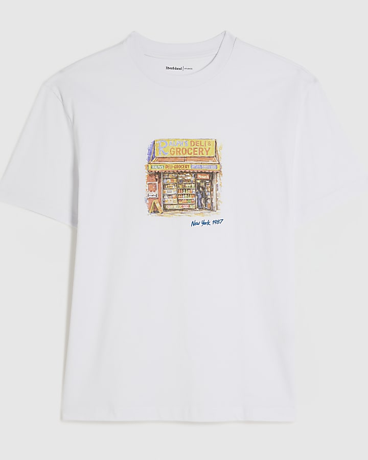 White Oversized Fit Shop Front T-Shirt