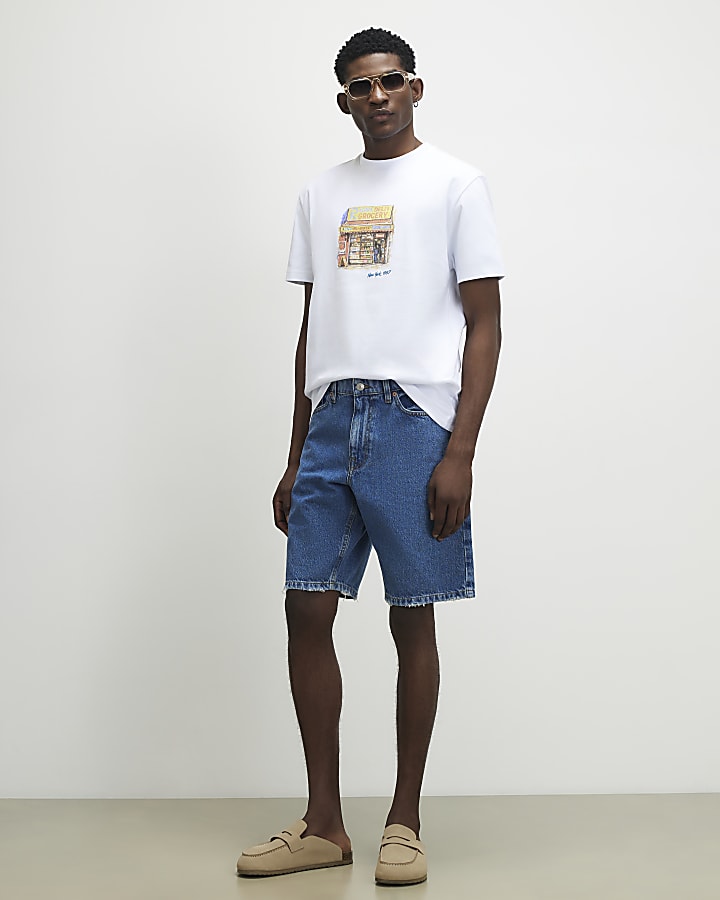 White Oversized Fit Shop Front T-Shirt