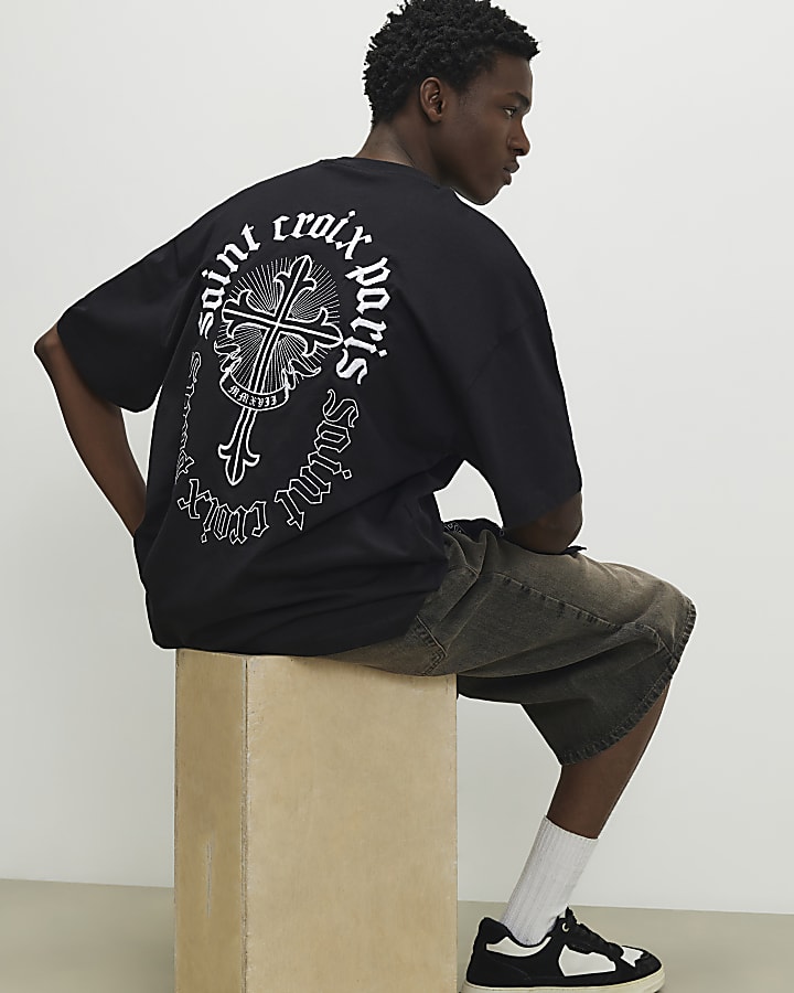 Black Oversized Fit Saint Croix Paris T-Shirt
