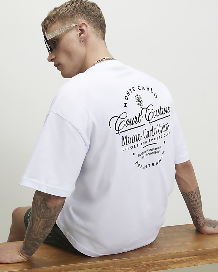 White Oversized Fit Court Couture T-shirt