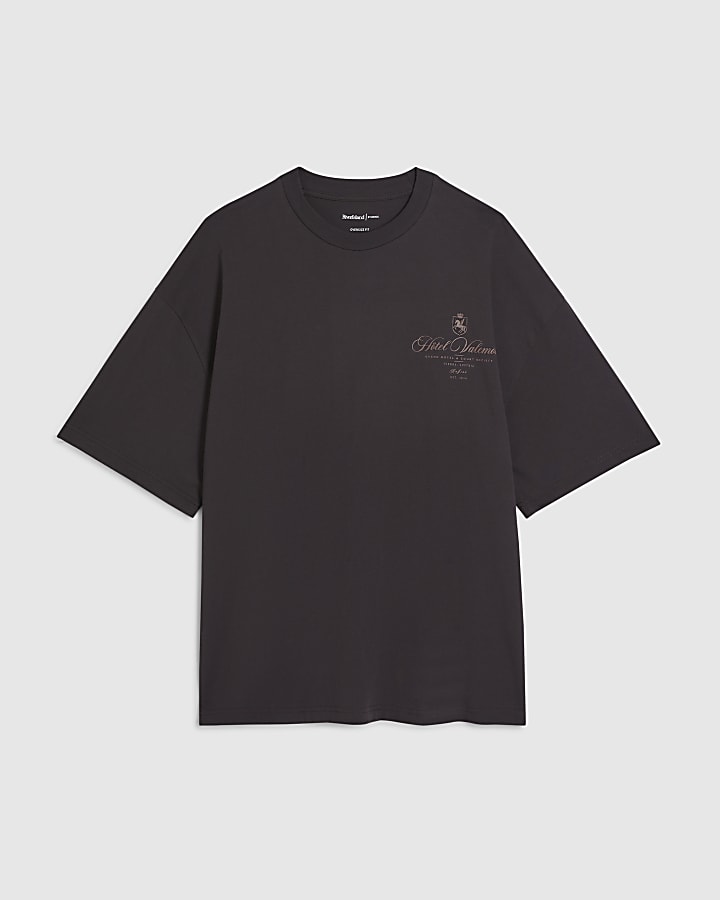 Brown Oversized Fit Lightweight Print T-shirt