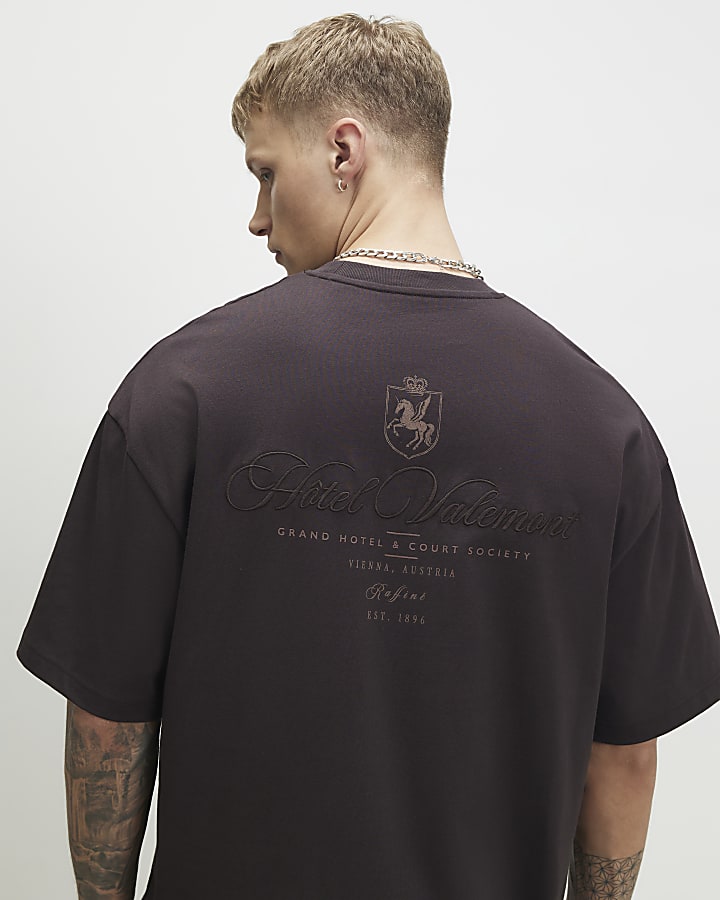 Brown Oversized Fit Hotel Valemont T-shirt