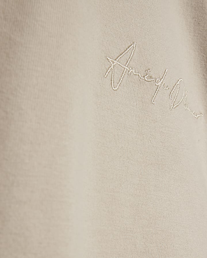 Beige Regular Fit Cotton Curve Hem T-Shirt