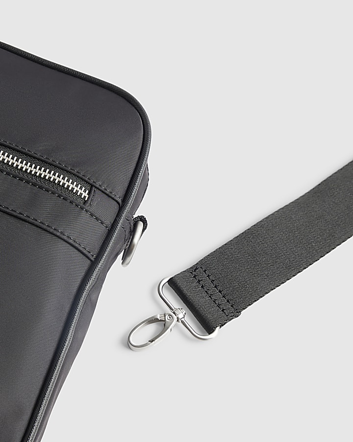 Black Nylon Badged Crossbody Bag