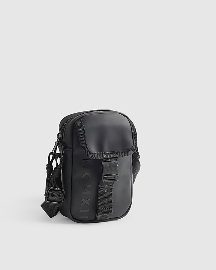 Black Rubberised MCMXII Crossbody Bag