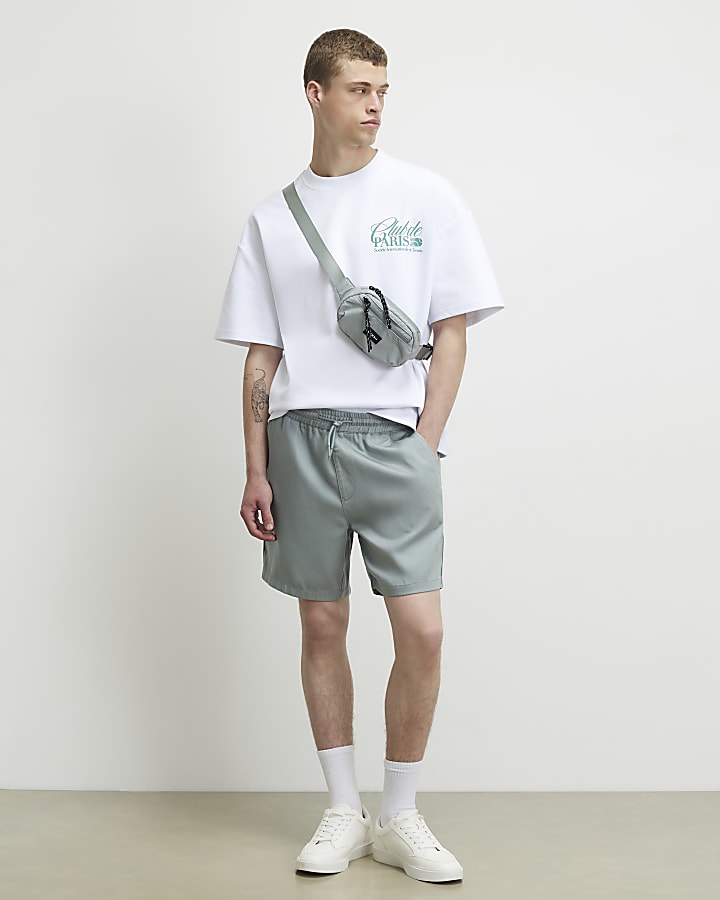 White Oversized Fit Club Paris Tennis T-Shirt