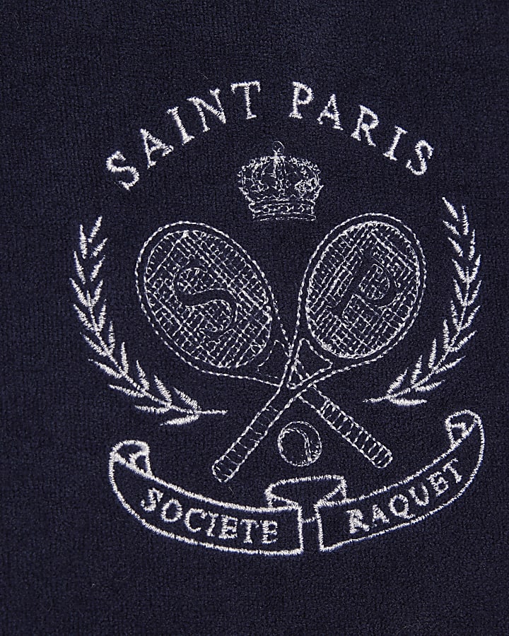 Navy Regular Fit Towelling Tennis Shorts