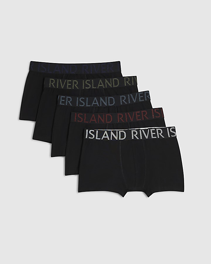 Black Pack Of 5 Embroidered Trunks