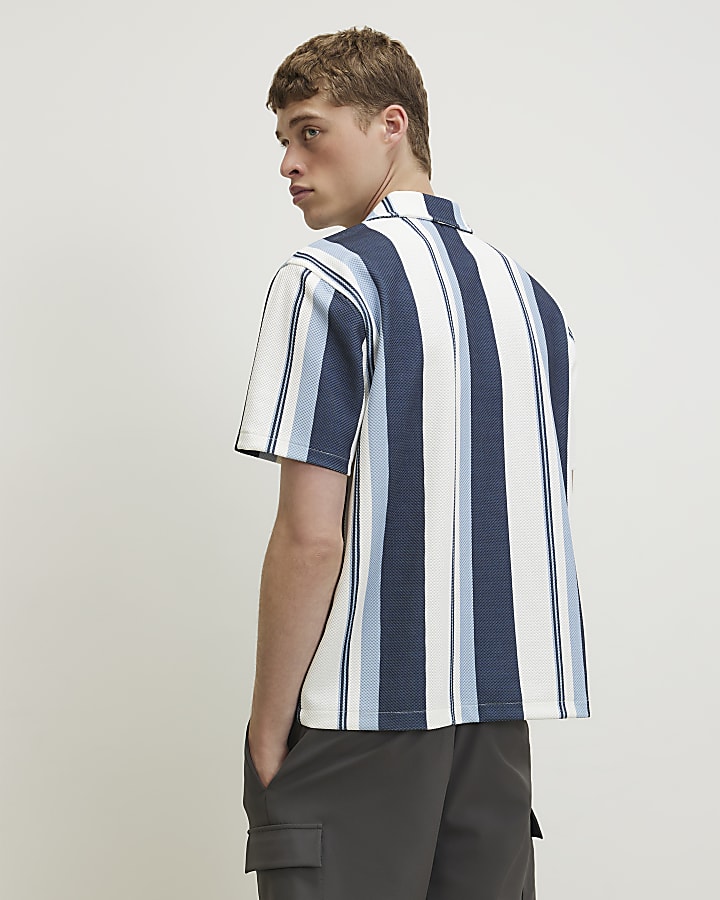 Navy Regular Fit Striped Shirt