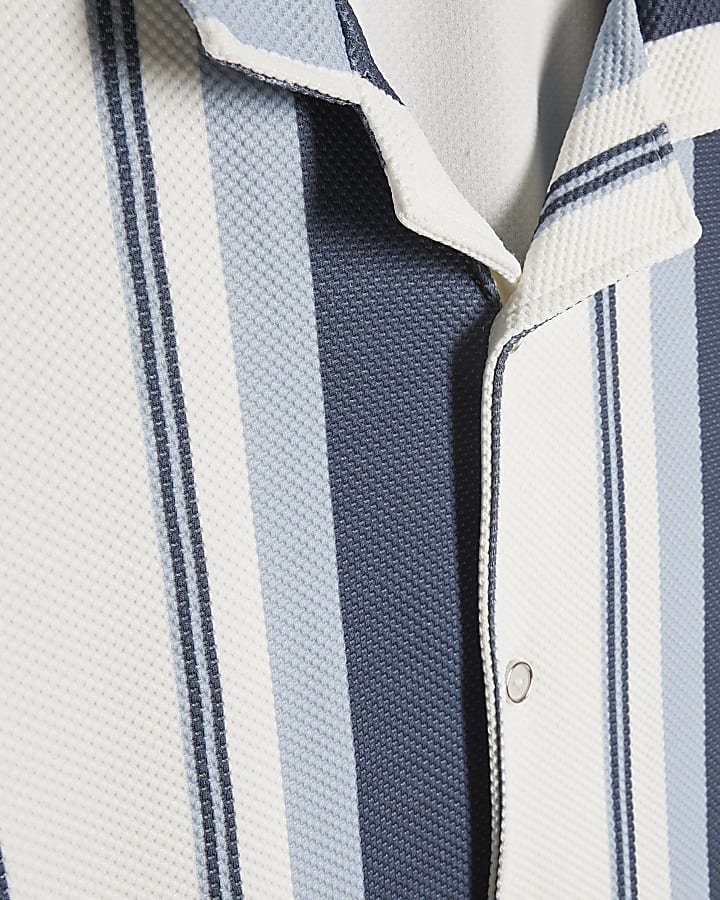 Navy Regular Fit Striped Shirt