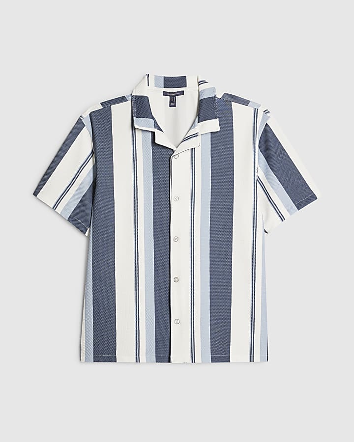 Navy Regular Fit Striped Shirt