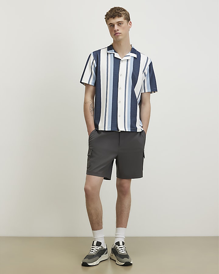 Navy Regular Fit Striped Shirt