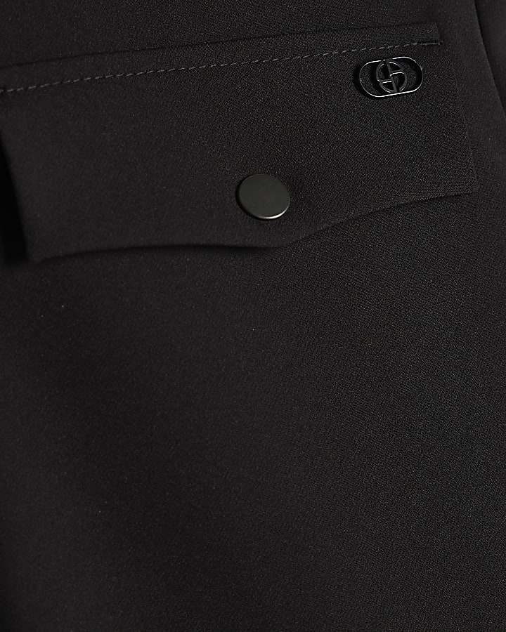 Black Slim Fit Funnel Neck Long Sleeve Jacket