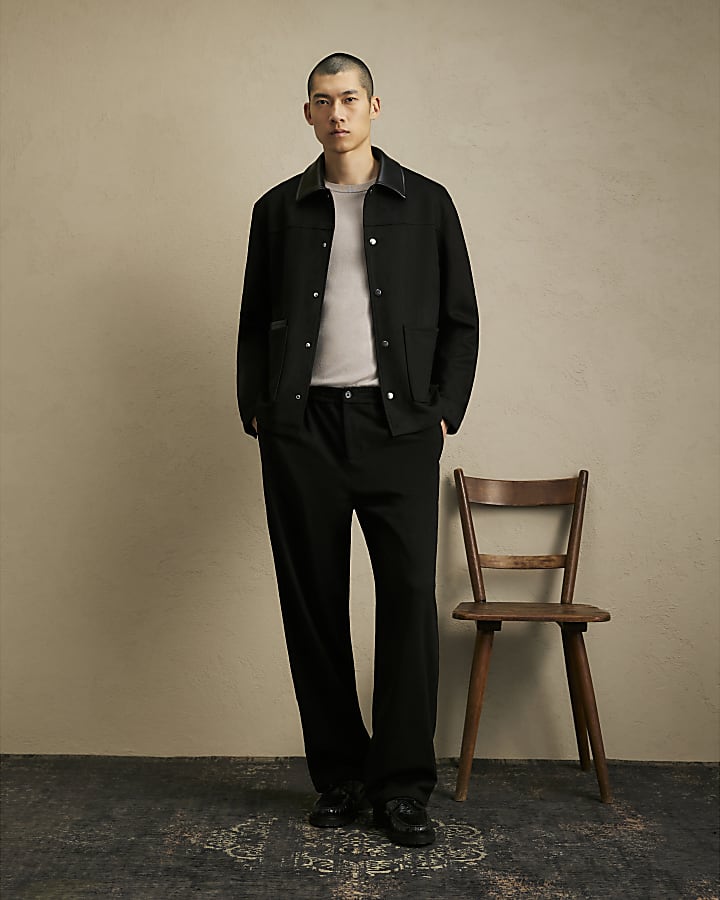 Black Faux Suede Overshirt