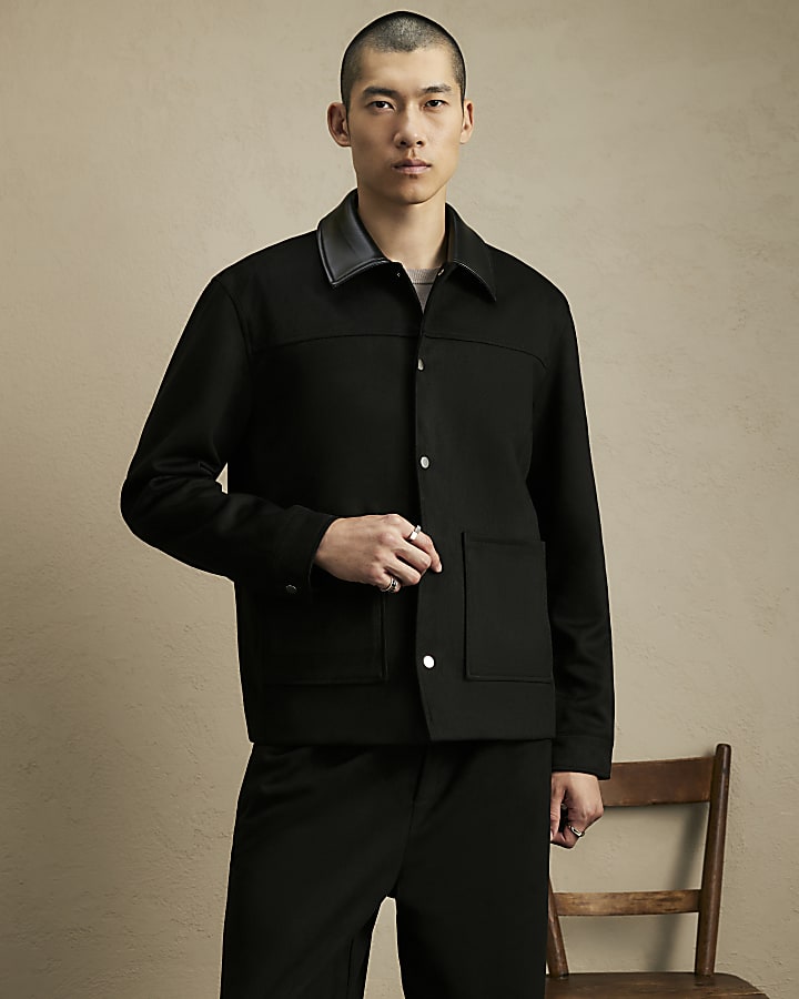 Black Faux Suede Overshirt