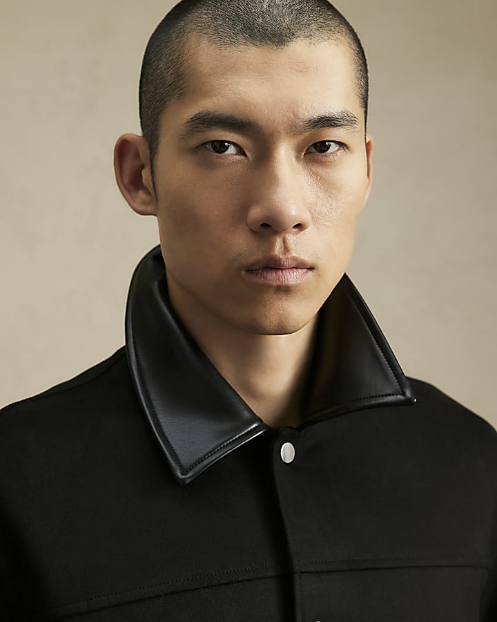 Black Faux Suede Overshirt