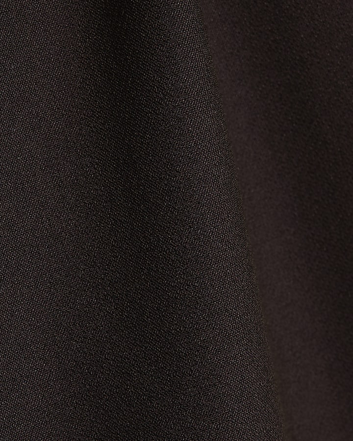 Brown Funnel Neck Smart Jacket