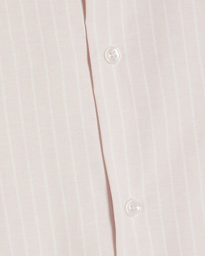 Pink Slim Fit Stripe Formal Shirt