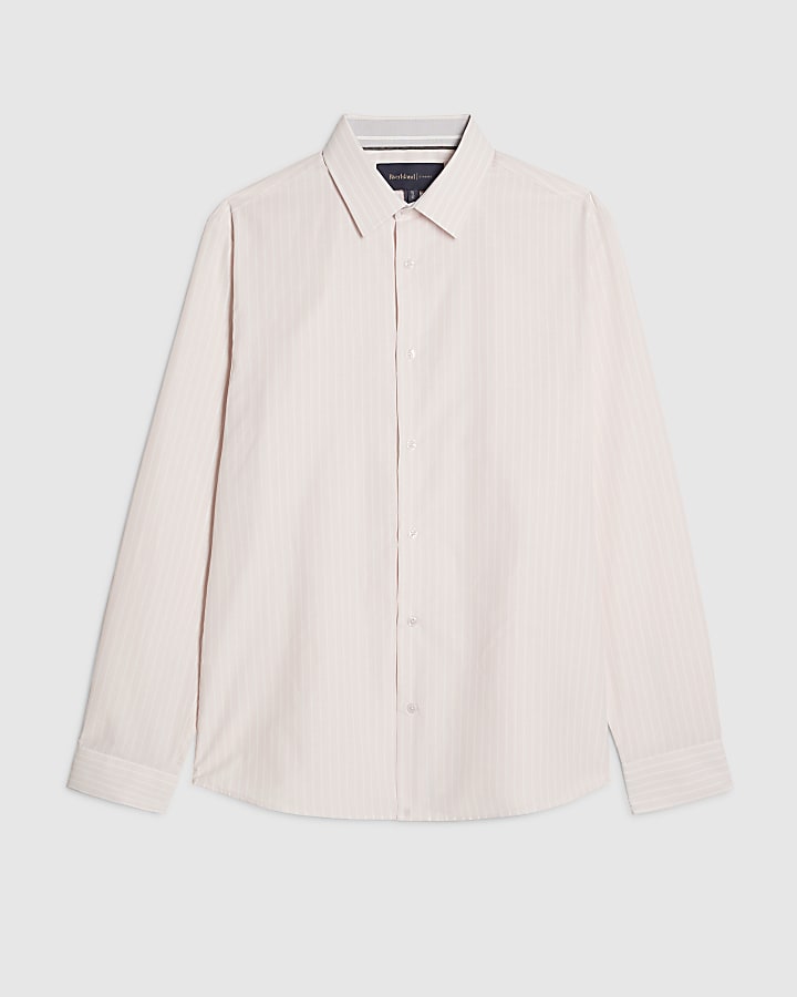 Pink Slim Fit Stripe Formal Shirt