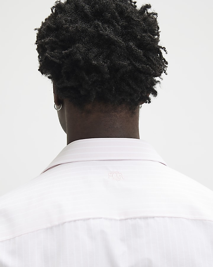 Pink Slim Fit Stripe Formal Shirt