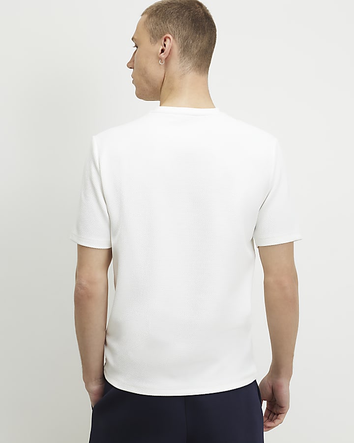 White Slim Fit Textured T-Shirt