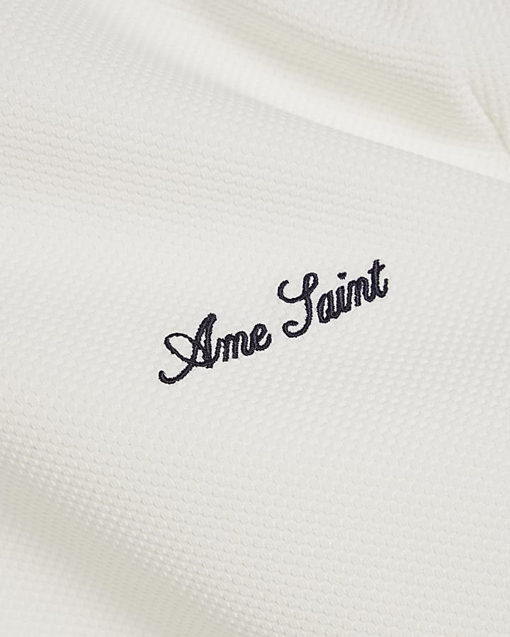 White Slim Fit Textured T-Shirt