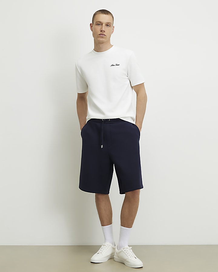 White Slim Fit Textured T-Shirt