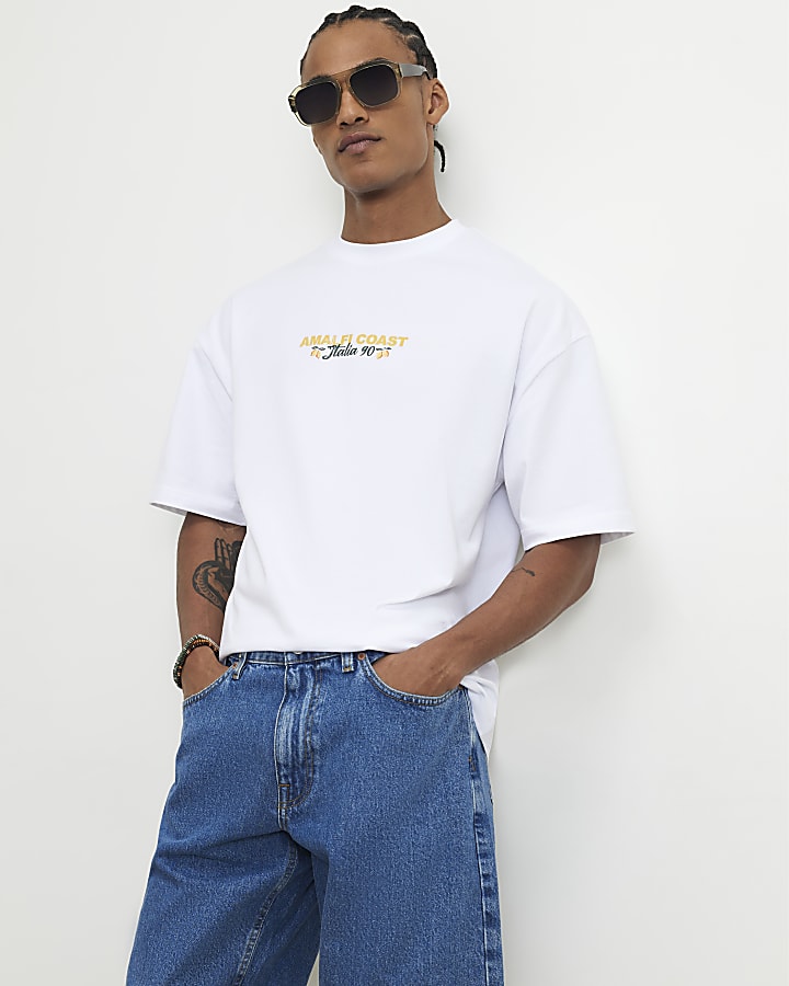 White Oversized Fit Costa Azzurra T-Shirt