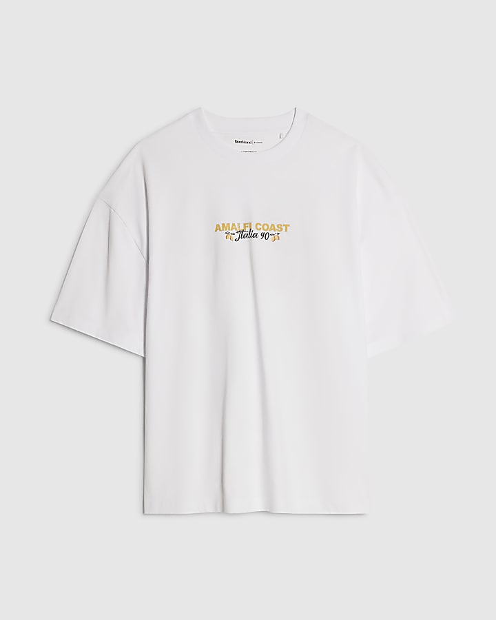 White Oversized Cotton Costa Azzurra T-Shirt
