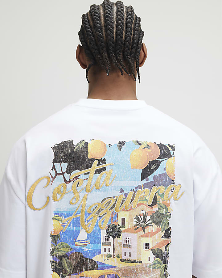 White Oversized Fit Costa Azzurra T-Shirt