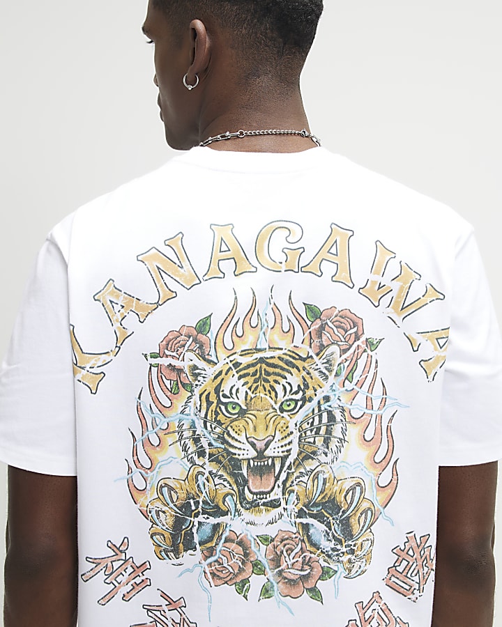 White Cotton Kanagawa Tiger T-Shirt