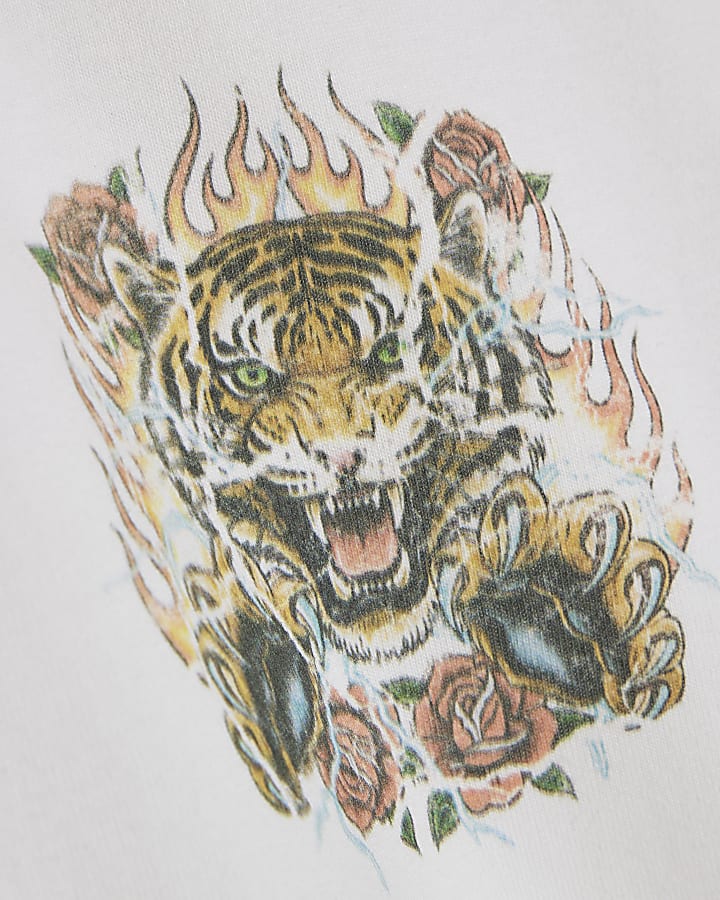 White Cotton Kanagawa Tiger T-Shirt