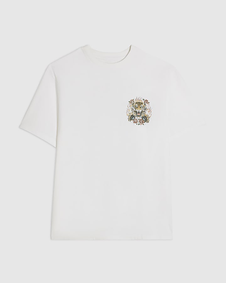 White Cotton Kanagawa Tiger T-Shirt