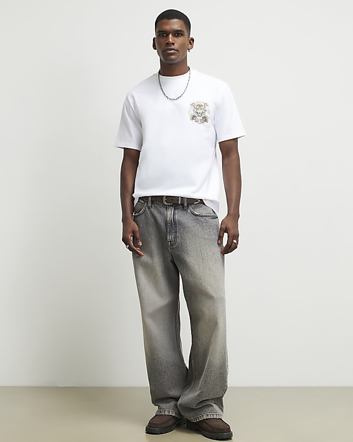 White Cotton Kanagawa Tiger T-Shirt