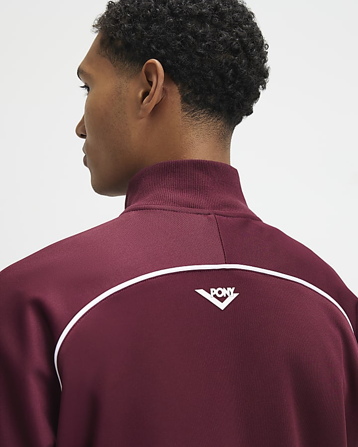Red Regular Fit Tricot Track Top
