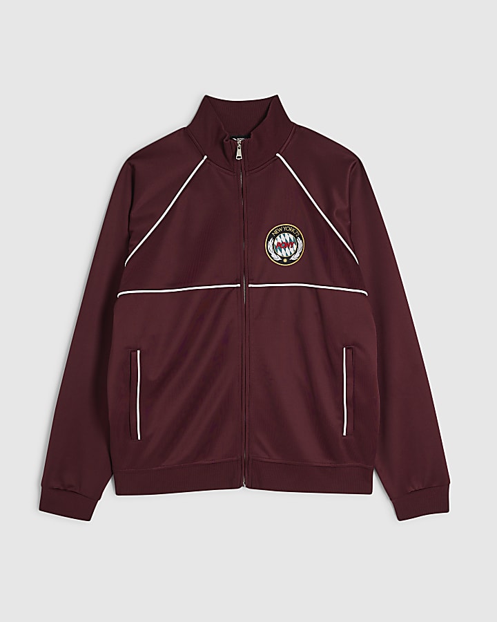 Red Regular Fit Tricot Track Top