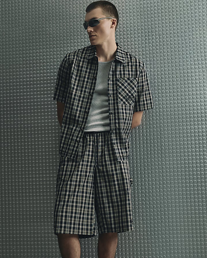 Black Boxy Fit Cotton Check LGCY Shirt